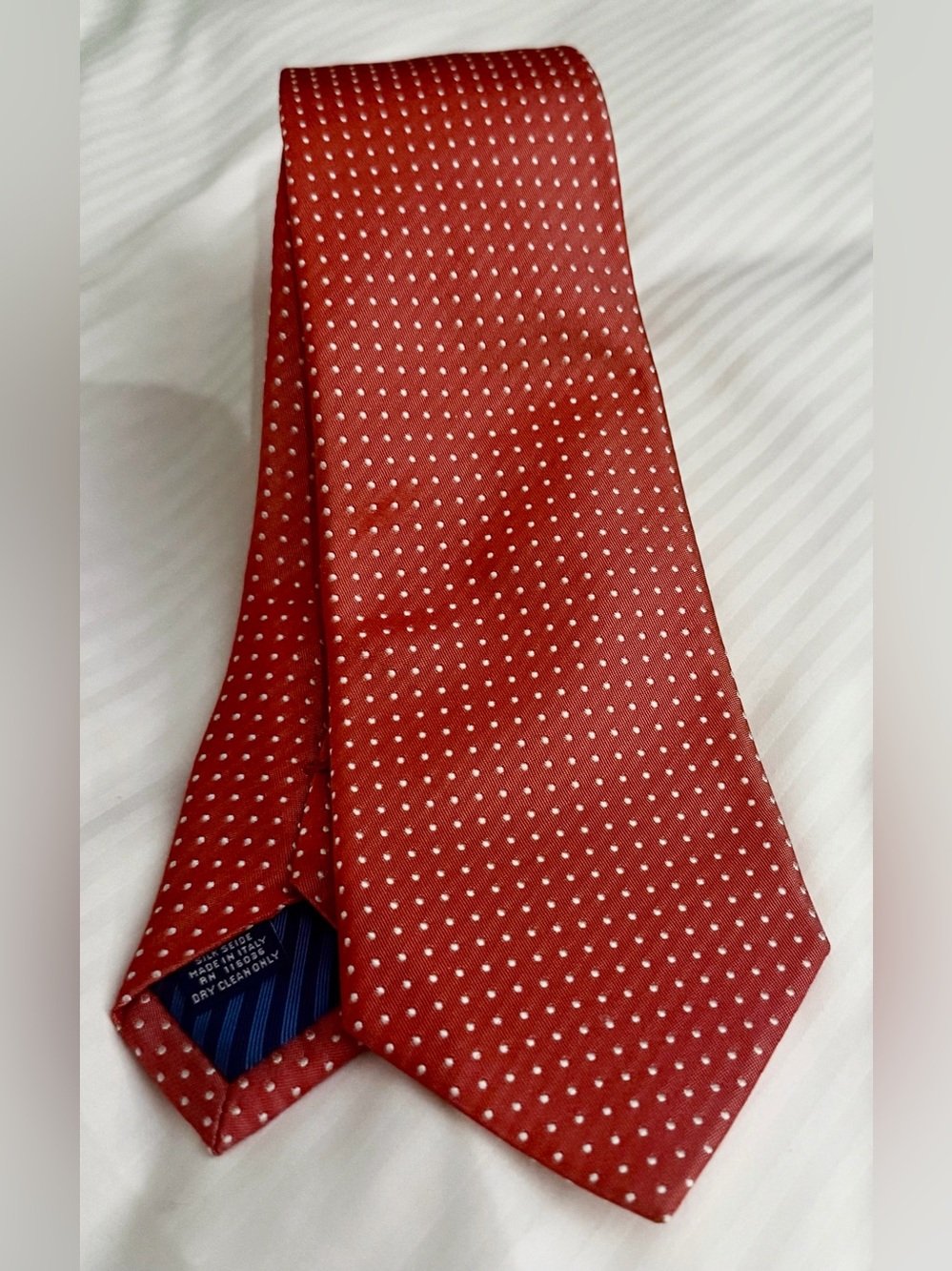 Charles Tyrwhitt Skinny Tie 100% Silk Made Italy orange Polka Dot